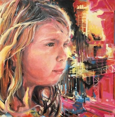 Girl with city lights — Marilyn A. Walter